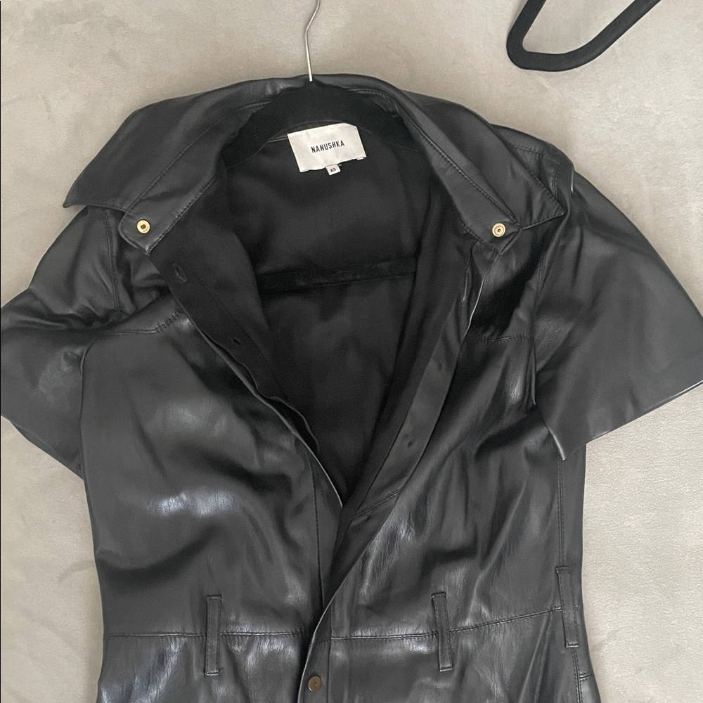 Nanushka Black Leather Mini Dress